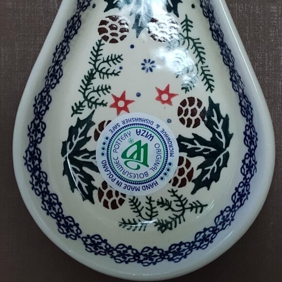 Polish Pottery, Boleslawiec spoon rest, Christmas pattern - new - Picture 4 of 13